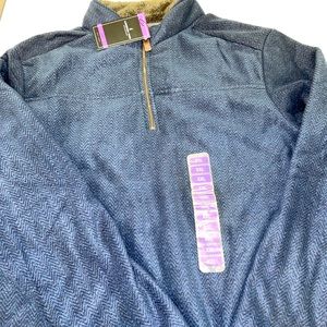 NWT London Fog Sherpa lined fleece pullover blue